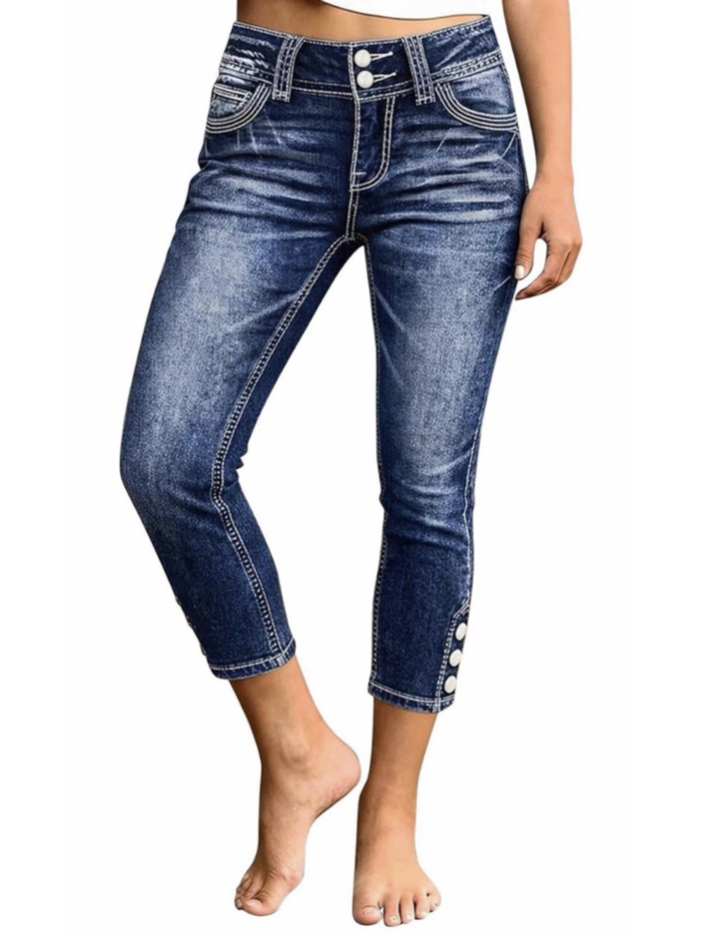 Flamingals Skinny Mid Waist Pockets Casual Styling Jeans M